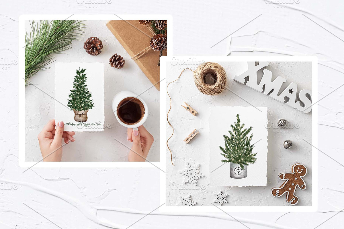 Farmhouse Christmas Watercolor Set, a Seasonal Illustration by BarvArt (Photo 17 of 28)