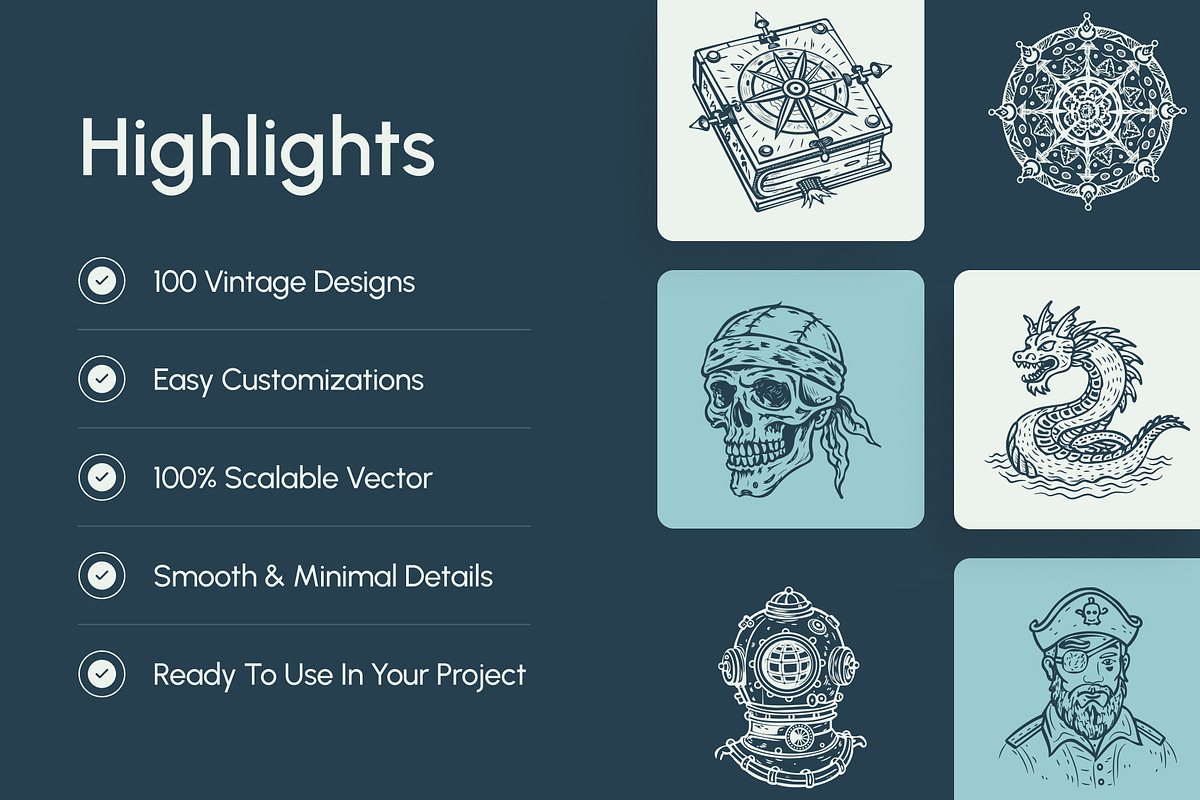 Vintage Sailor Tattoos Icons, an Object Illustration by Creative Stall (Photo 2 of 11)