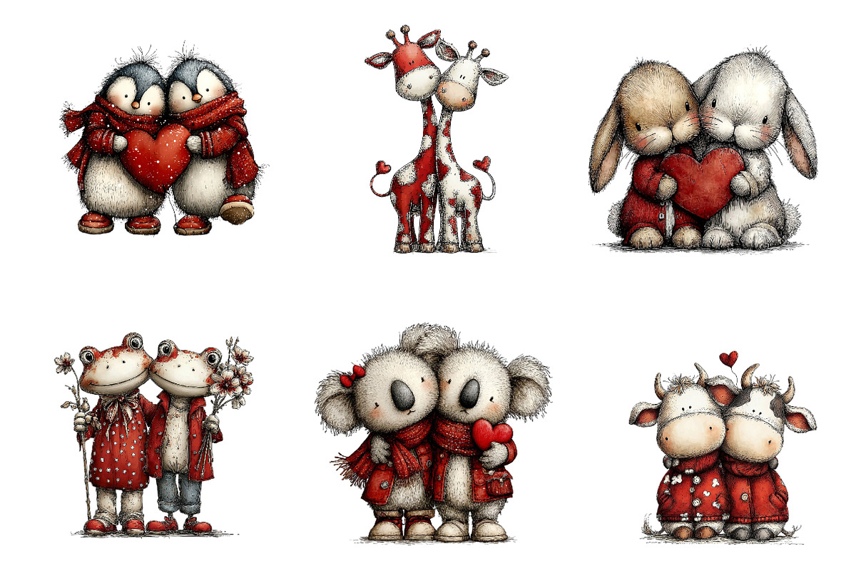 Whimsical Valentine Animal Couples, an Illustration by CreationArt (Photo 3 of 6)