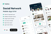 Hubline Social Network Mobile App UI, an UI Kit Template by Creative Perspective (Thumbnail 1 of 6)
