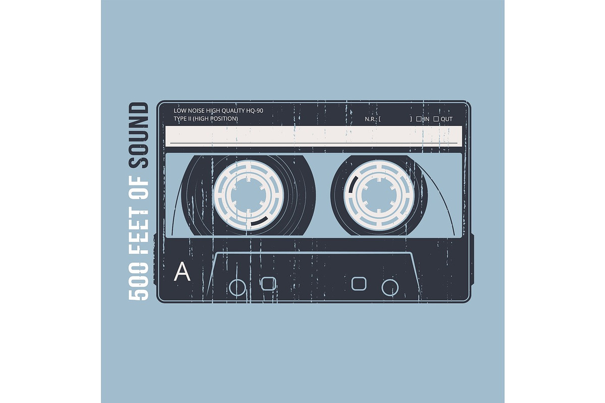 Retro design with a cassette tape. T-shirt and apparel vector pr, an Illustration by rikkyal