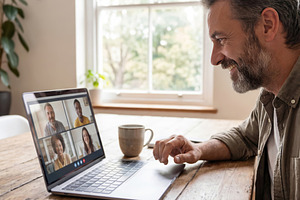 Virtual meeting from home, a Person Photo by Shootdiem