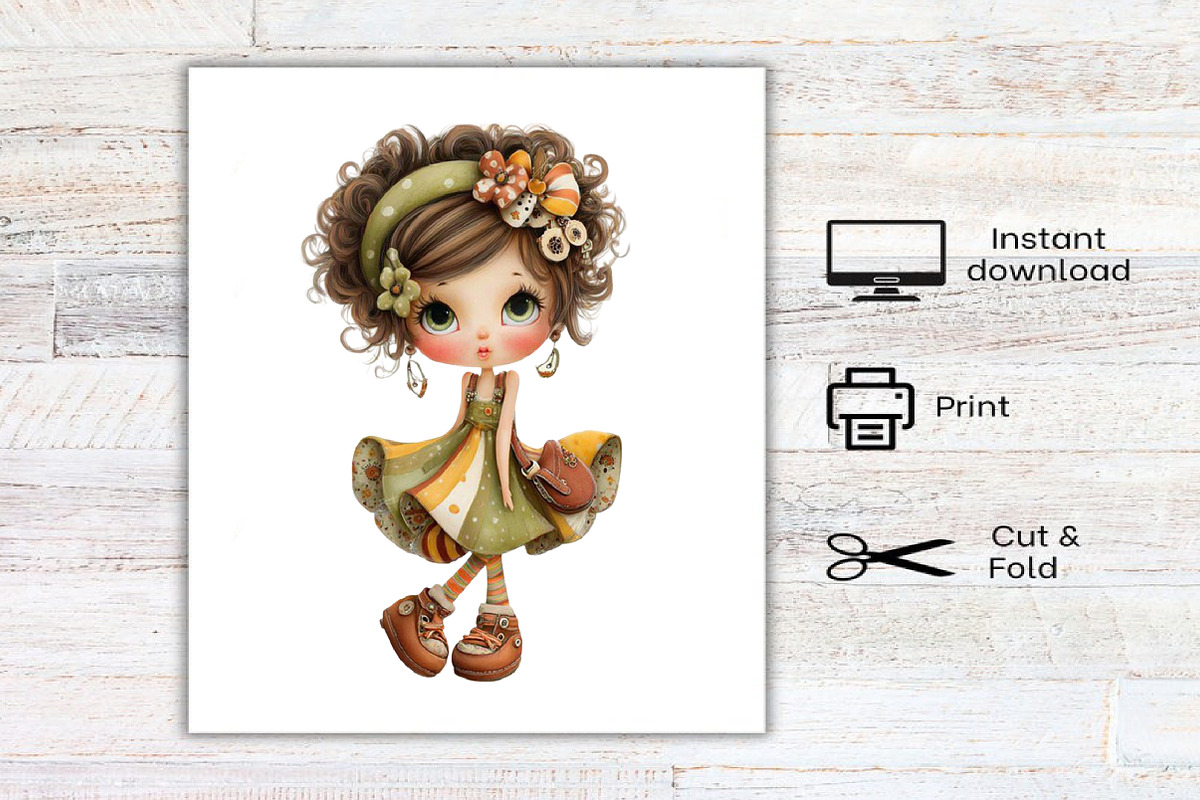Watercolor Retro Girls Clipart, an Illustration by Canvas Craft (Photo 8 of 8)