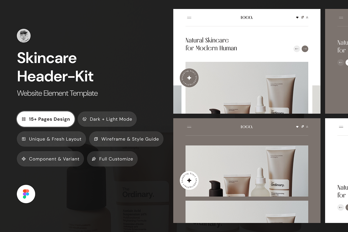 Skincare Website Header Kit, an UI Kit Template by andrisetiawannn (Photo 1 of 5)