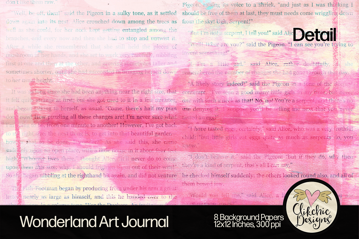 Wonderland Art Journal Backgrounds, a Texture Graphic by Clikchic Designs (Photo 4 of 10)