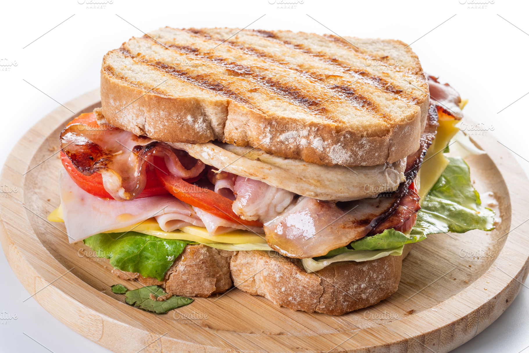 Club Sandwich with Bacon, Ham, Cheese and Grilled Chicken, a Food & Drink Photo by etorres69