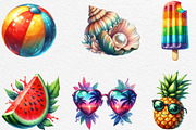 Watercolor Summer Vibe Clipart, an Illustration by Black Bird Studio (Thumbnail 2 of 6)