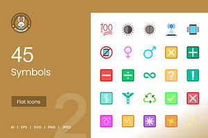 45 Symbols Flat Multicolor Icons, an Icon by IconBunny