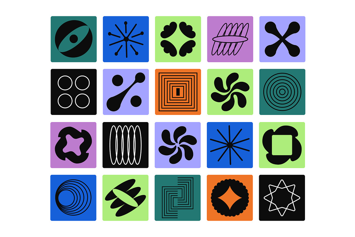 Brutalism shapes set + backgrounds, a Decorative Illustration by PaperTrident (Photo 1 of 9)