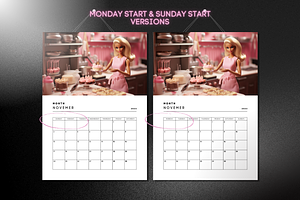 Canva Template Barbi Doll Calendar