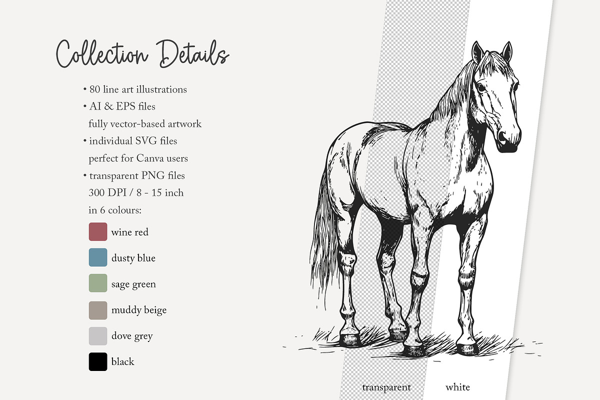 80 line art Horse Stable clip art, an Animal Illustration by Poppy Lane Studio (Photo 10 of 12)