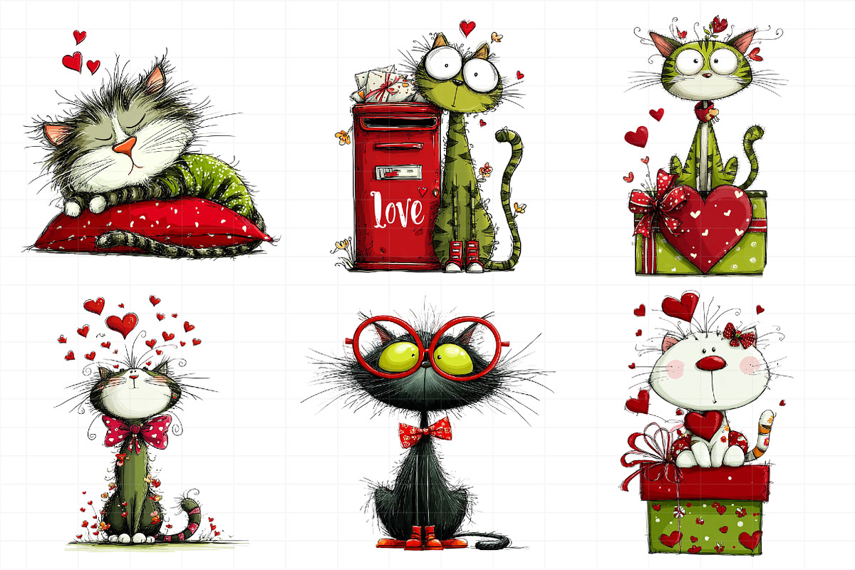 Watercolor Valentine Cat, an Illustration by Daily.Designs (Photo 5 of 5)
