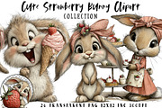 Cute Strawberry Bunny PNG Clipart, an Illustration by OK Design (Thumbnail 1 of 6)