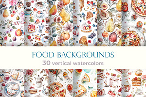 Watercolor food vertical background, a Background Graphic by Bubert Art