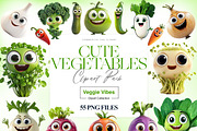Cute Vegetables Clipart, Cute Carrot, a Food Illustration by BrushstrokeArtGB (Thumbnail 1 of 9)