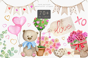 Valentine Day clipart Watercolor set, a Texture Illustration by Daryartsy (Thumbnail 1 of 10)