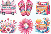 Pink Groovy Summer Clipart, an Illustration by CraftArtStudio (Thumbnail 2 of 6)