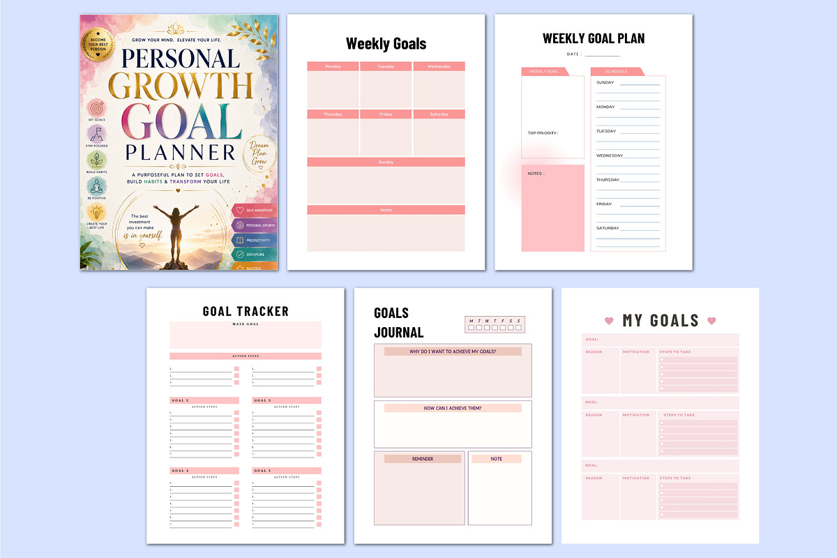 Personal Growth Goal Planner, a Stationery Template by Shumaya (Photo 2 of 4)