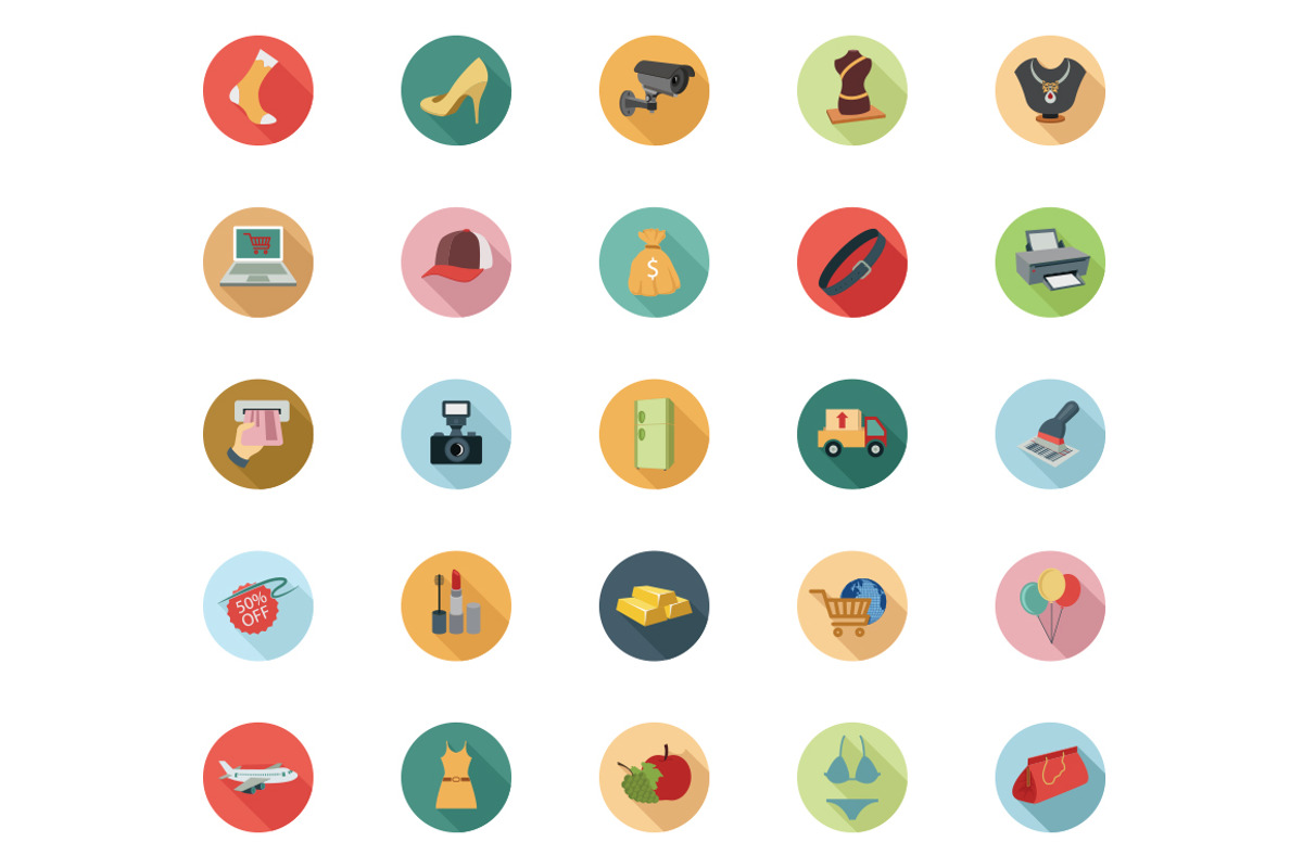 100+ Shopping Flat Vector Icons, an Emoji Icon by Creative Stall (Photo 3 of 5)