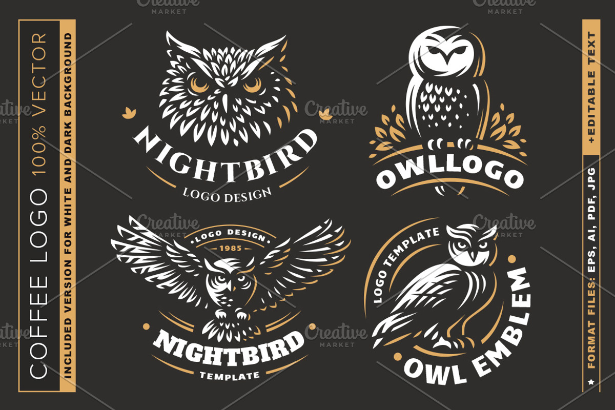 Owl logo set, a Branding & Logo Template by SODESIGN (Photo 1 of 2)