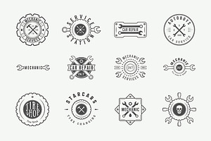 Set Of Vintage Mechanic Logos