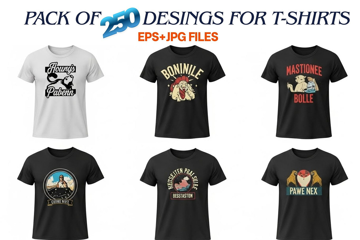 250+ Editable T-Shirt Vectors, a Branding & Logo Template by CreativeCraft0 (Photo 2 of 6)