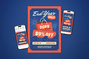End Year Sale Promotion Flyer Set