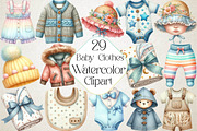 Baby Clothes Watercolor Clipart, an Illustration by DreamPrint404 (Thumbnail 1 of 6)