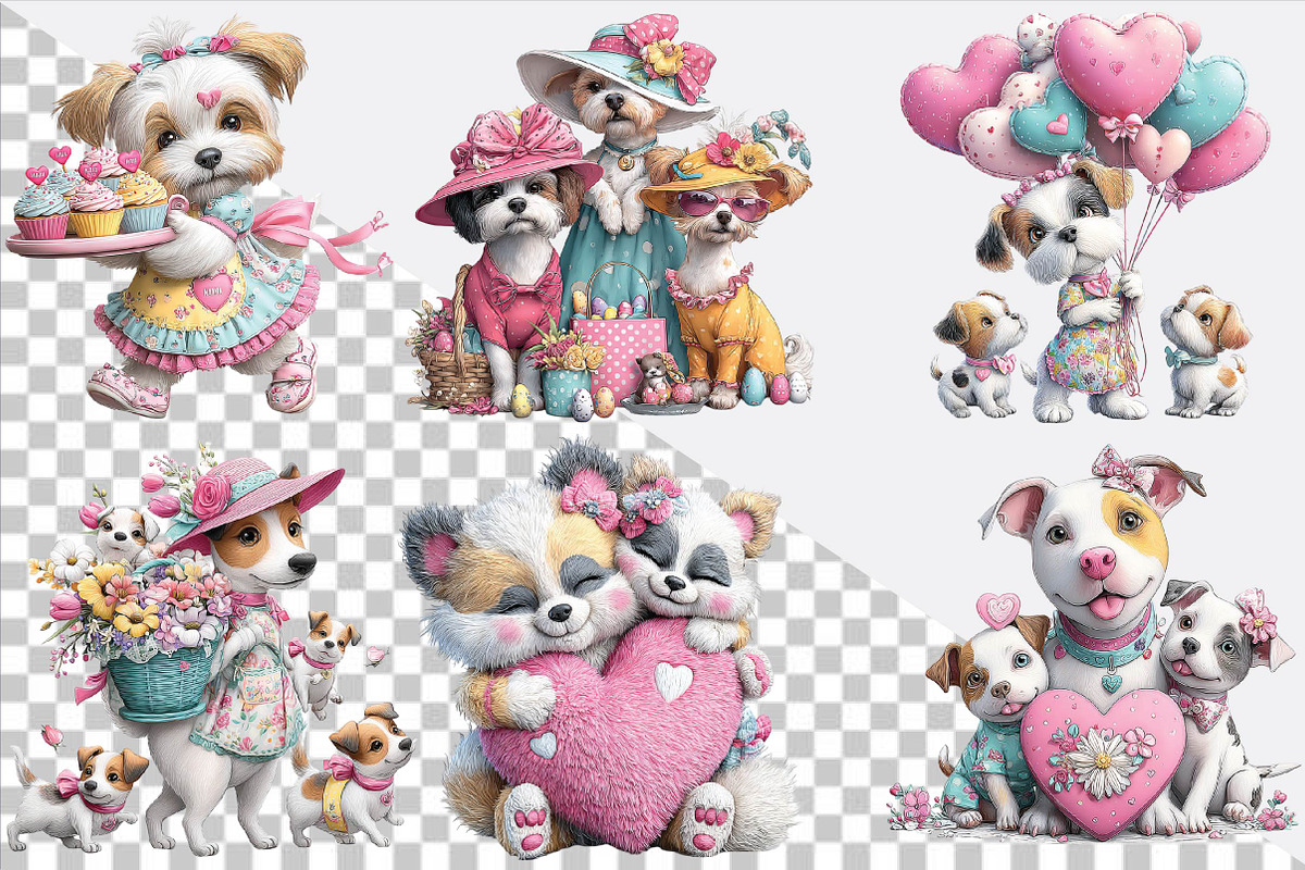Whimsical Mother's Day Dog Clipart, an Animal Illustration by SVGArt (Photo 2 of 9)
