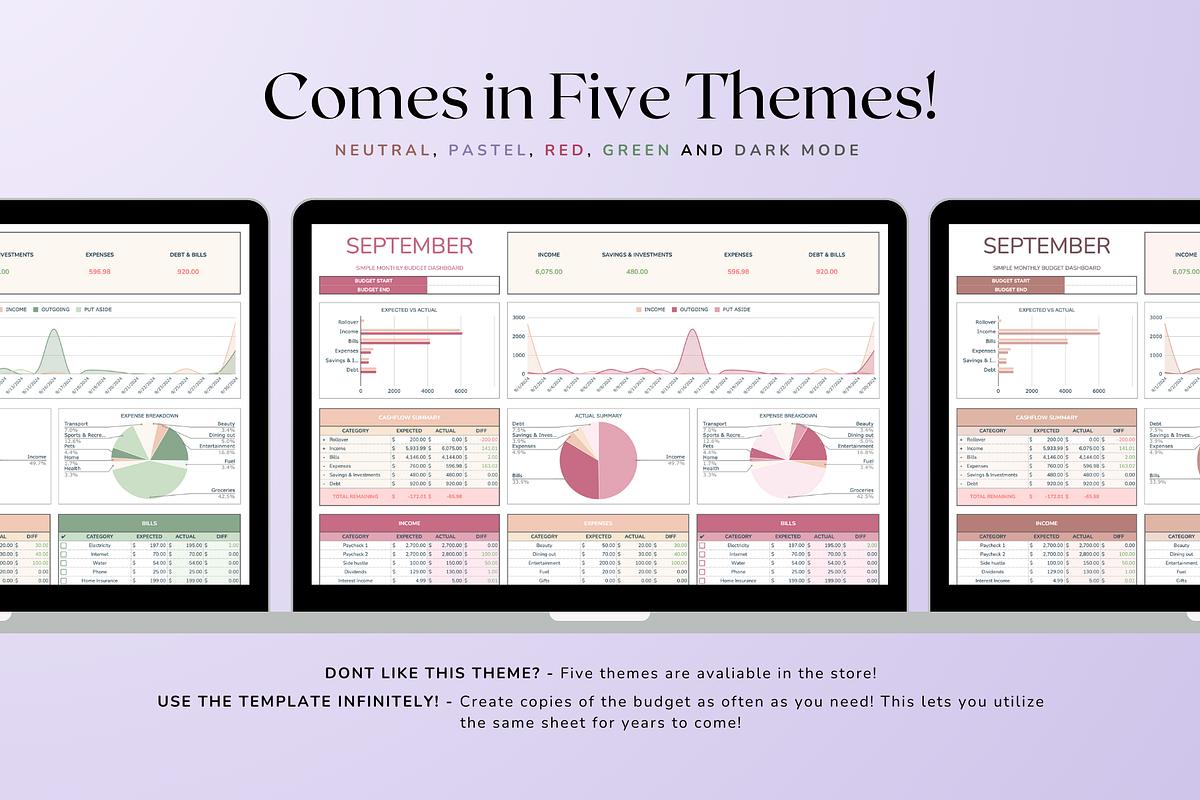 Simple Monthly Budget - Pastel, a Templates & Theme by The Creative Plans co (Photo 2 of 10)