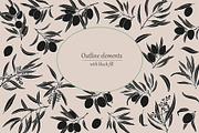 Olives branch. Graphics illustration, a Food Illustration by ON_lineart_store (Thumbnail 11 of 12)