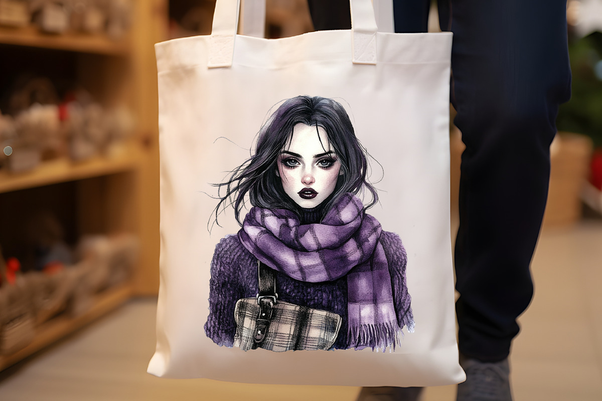 Cute Autumn Gothic Girl Clipart, an Illustration by Rose Art (Photo 6 of 7)