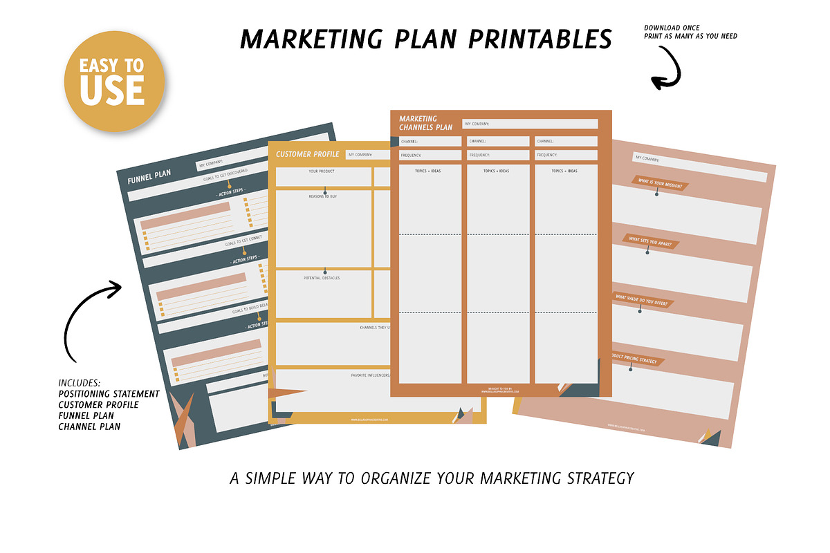 Printable Marketing Plan - Small Biz, a Stationery Template by Bella+Sophia Creative (Photo 1 of 4)