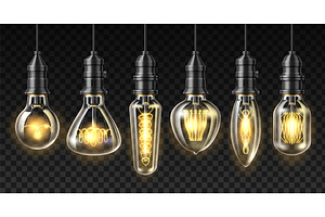 Realistic Loft Light Bulbs. 3D