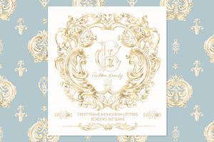 Gold Baroque Crest frame Clipart