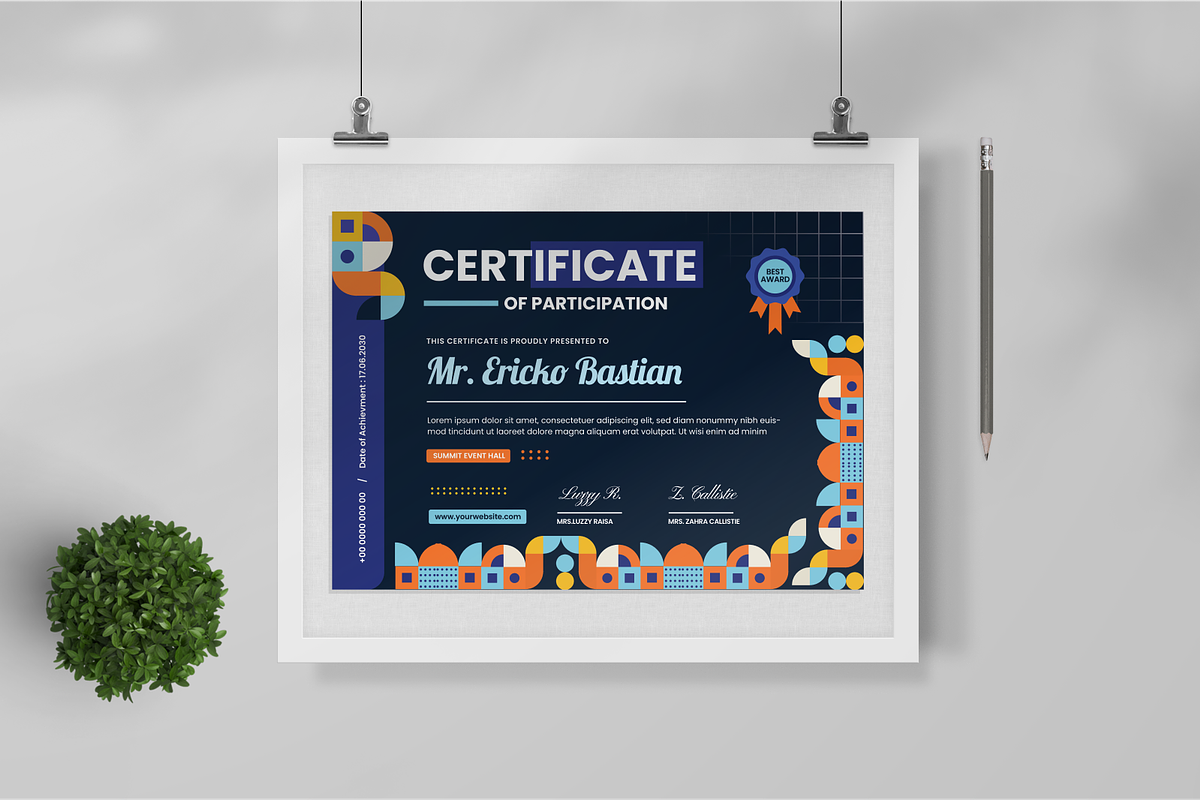 Geometric Certificate, a Stationery Template by SquidPixey (Photo 2 of 6)