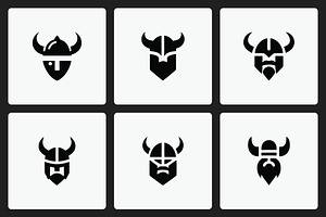 Minimalist Viking Logo Set, a Solid Icon by Vectorium Studio