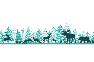 Animals in the winter forest. hand, an Animal Illustration by Nenahliadava Design