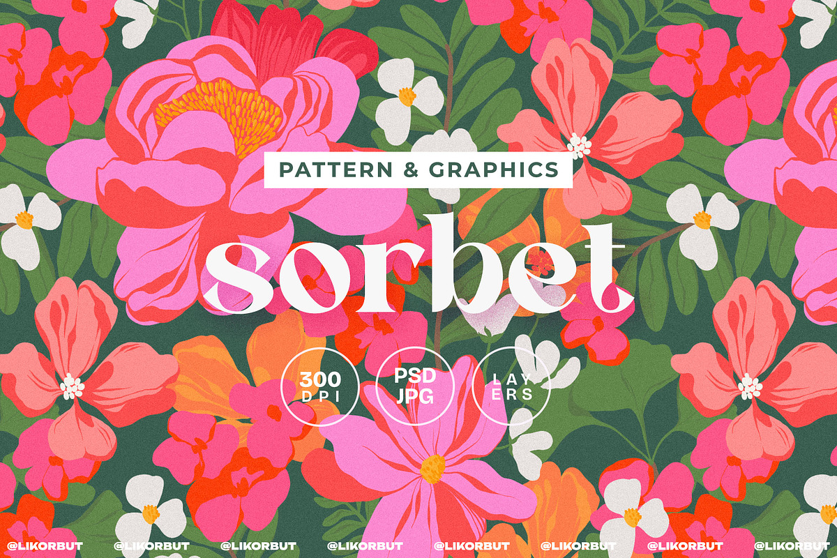 Bold Bloom Tropical Flower Pattern, a Pattern Graphic by likorbut (Photo 1 of 14)