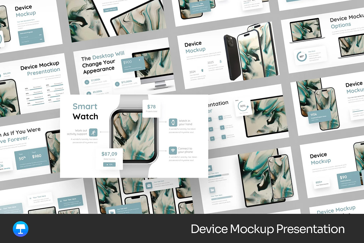 Device Mockup Keynote Templates, a Presentation Template by Fit-tee (Photo 1 of 2)