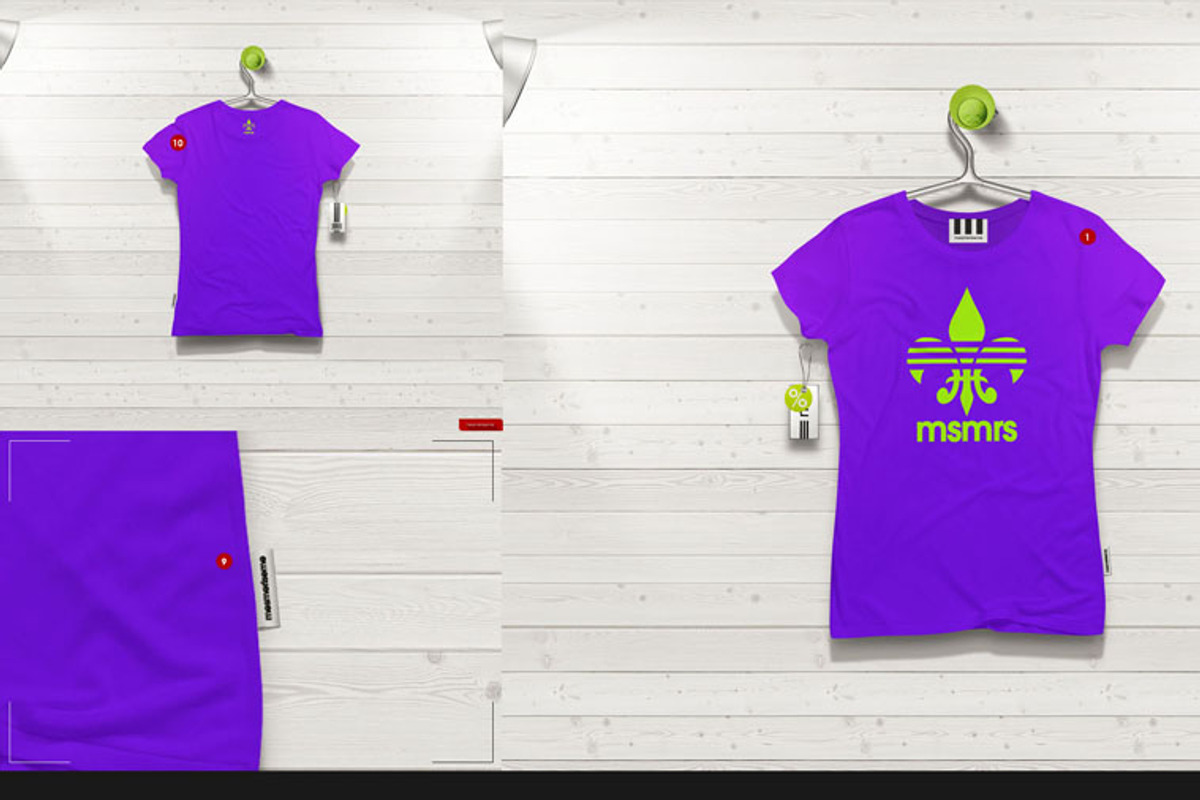 Women's T-shirt On 5 Stages Mock-up, a Hoody Mockup by Mocca Mockups Store (Photo 50 of 59)