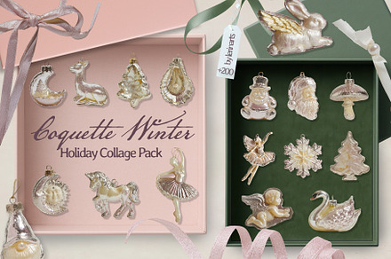 Coquette Winter Holiday Collage Pack