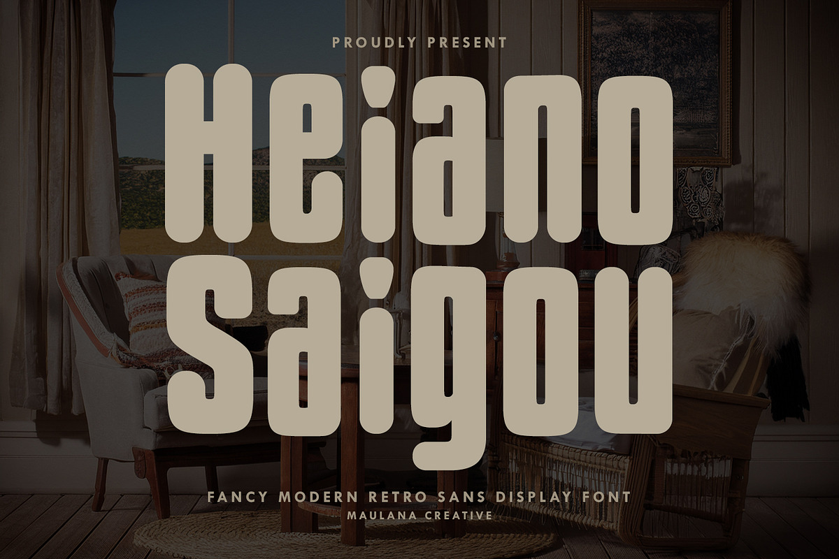Heiano Saigou Modern Retro Sans Font, a Sans Serif Font by Maulana Creative (Photo 1 of 7)