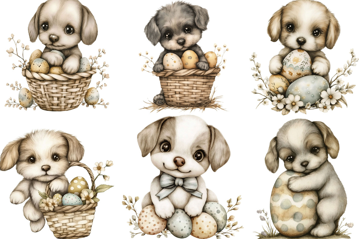 Whimsical Easter Dog Clipart, an Illustration by Designking (Photo 5 of 5)