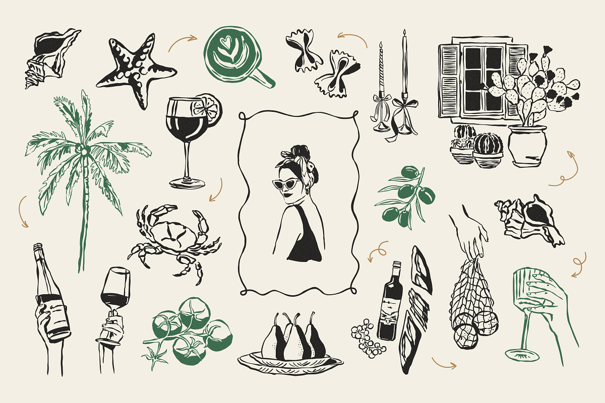 La Dolce Vita Illustrations, an Object Graphic by iStar Design (Photo 5 of 14)
