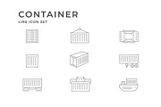 Set line icons of cargo container, an Outline Icon by motorama (Thumbnail 1 of 2)
