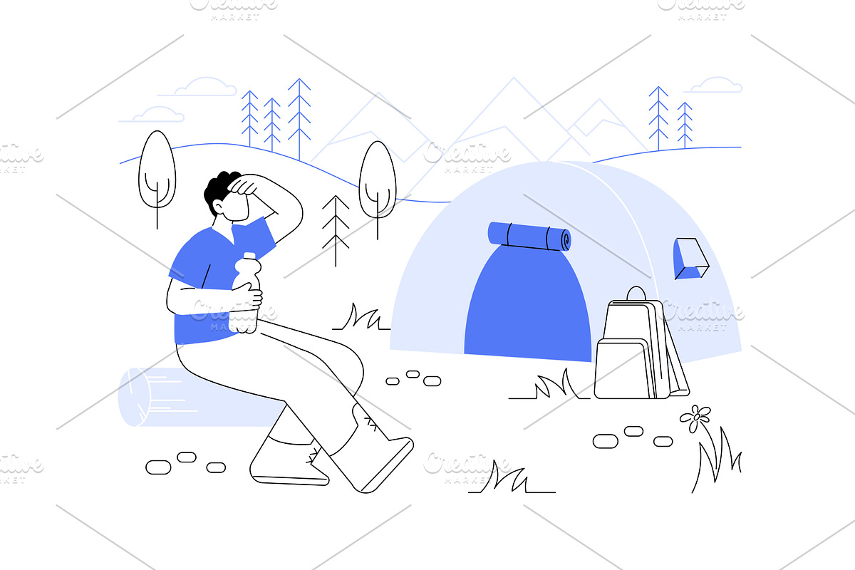 Camping site isolated cartoon vector, a Person Illustration by Visual Generation