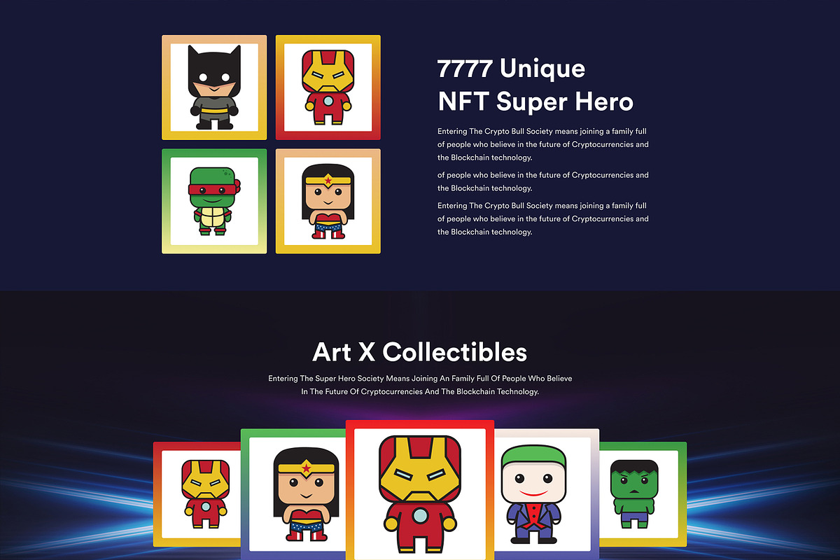 NFT Landing page Figma Template, a Landing Page Template by CodexCoder Themes (Photo 2 of 5)