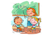 Kids learning math with teacher, an Education Illustration by Bubert Art (Thumbnail 1 of 2)