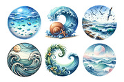 Sea Scene Circle Round Clipart, an Illustration by Daily.Designs (Thumbnail 5 of 5)